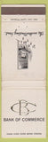 Matchbook Cover - Bank of Commerce WORN