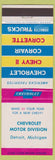 Matchbook Cover - 1963 Chevrolet Motor Division Detroit MI