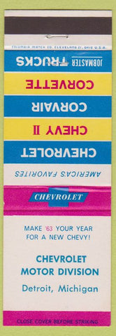 Matchbook Cover - 1963 Chevrolet Motor Division Detroit MI