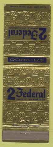 Matchbook Cover - 2nd Federal Savings Loan Assoc Monroeville Penn Hills