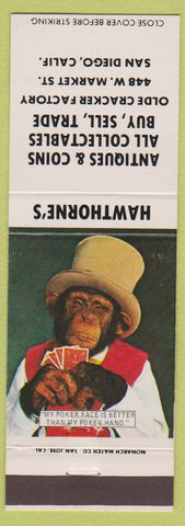 Matchbook Cover - Hawthorne's Antiques Coins San Diego CA