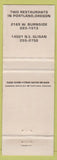 Matchbook Cover - Ringside Portland OR