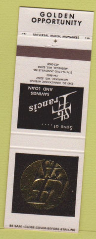Matchbook Cover - St Francis Savings Loan Musekgo WI Milwaukee