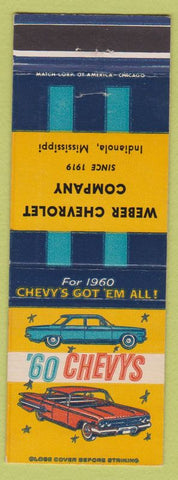 Matchbook Cover - 1960 Chevrolet Indianola MS Weber