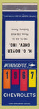 Matchbook Cover - 1967 Chevrolet HC Boyer Sunbury PA