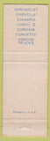 Matchbook Cover - 1967 Chevrolet HC Boyer Sunbury PA