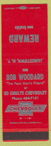 Matchbook Cover - Ed Shults Chevrolet Jamestown NY