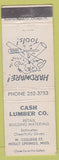 Matchbook Cover - Cash Lumber Holly Springs MS
