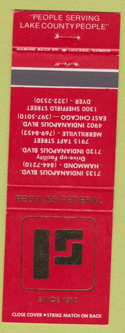 Matchbook Cover - Peoples Federal Hammond IN Merrillville East Chicago