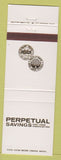 Matchbook Cover - Perpetual Savings Loan Fullerton Canoga Park Larchmont CA