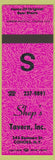 Matchbook Cover - Shep's Tavern Cohoes NY
