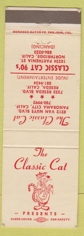 Matchbook Cover - Classic Cat Panorama City Northridge Reseda CA