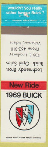 Matchbook Cover - 1969 Buick Lochmandy Opel Valparaiso IN