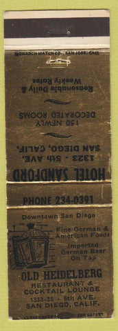 Matchbook Cover - Hotel Sandford Old Heidelberg San Diego CA