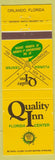 Matchbook Cover - Quality Inn Florida Center Orlando FL