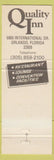 Matchbook Cover - Quality Inn Florida Center Orlando FL