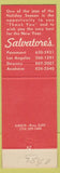 Matchbook Cover - Salvatores'  Paramount Downey Anaheim CA Christmas