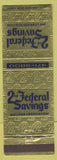 Matchbook Cover - 2nd Federal Savings Loan Monroeville Penn Hills