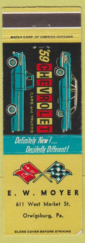 Matchbook Cover - 1959 Chevrolet EW Moyer Orwigsburg PA