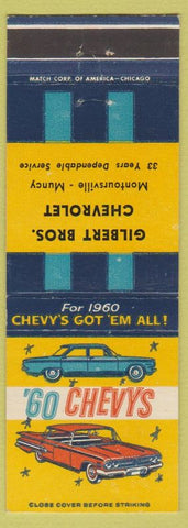 Matchbook Cover - 1960 Chevrolet Gilbert Bros Montoursville Muncy IN