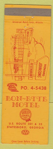 Matchbook Cover - Bon Ette Motel Statesboro GA