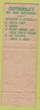 Matchbook Cover - Castagnola Restaurant Seafood San Francisco CA