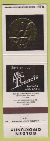 Matchbook Cover - St Francis Savings Loan Muskego Milwaukee WI