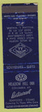 Matchbook Cover - Meadow Hill Inn Restaurant Columbia KY WEAR