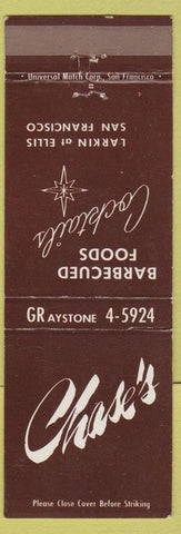 Matchbook Cover - Chase's BBQ San Francisco CA