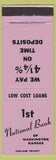 Matchbook Cover - 1st National Bank Washington KS