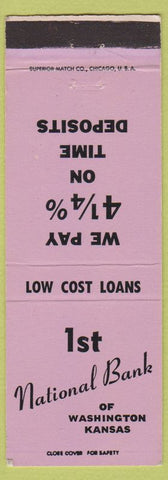 Matchbook Cover - 1st National Bank Washington KS