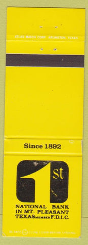 Matchbook Cover - 1st National Bank Mount Pleasant TX