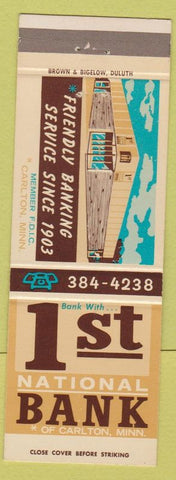 Matchbook Cover - 1st National Bank Carlton MN