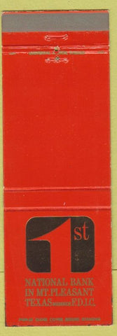 Matchbook Cover - 1st National Bank Mount Pleasant TX orange