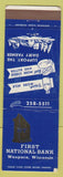 Matchbook Cover - 1st National Bank Waupaca WI WORN