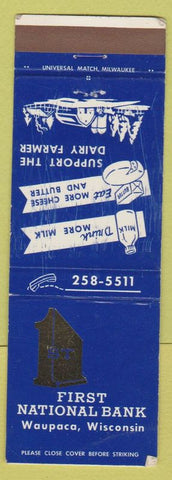 Matchbook Cover - 1st National Bank Waupaca WI WORN