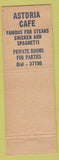 Matchbook Cover - Astoria Cafe Warren OH