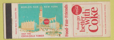 Matchbook Cover - 1964 New York World's Fair Coca Cola Tower soda