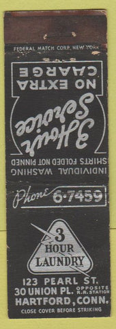 Matchbook Cover - 3 Hour Laundry Hartford CT Federal