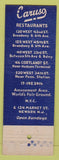 Matchbook Cover - Caruso Restaurants New York City 1939 World's Fair