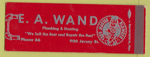Matchbook Cover - EA Ward Plumbing Heating low phone SAMPLE