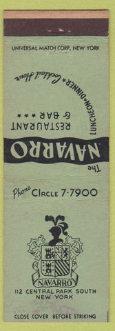 Matchbook Cover - Navarro Restaurant New York City