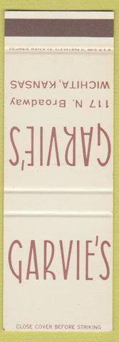 Matchbook Cover - Garvie's Wichita KS SAMPLE