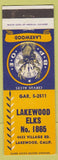 Matchbook Cover - Lakewood CA Elks Club