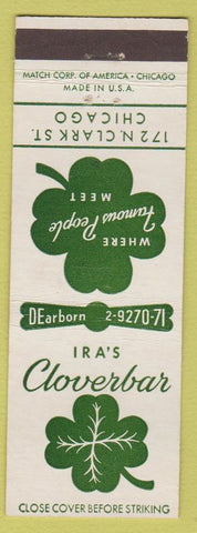Matchbook Cover - Ira's Clover Bar Chicago IL