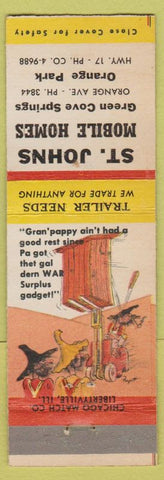 Matchbook Cover - St Johns Trailers Orange Park Green Cove Springs FL hillbilly