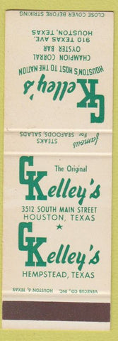 Matchbook Cover - G Kelley's Houston TX SAMPLE
