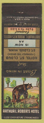 Matchbook Cover - Arthur Roberts Hotel ST Loud MN bear