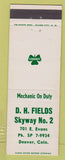 Matchbook Cover - DH Fields Skyway #2 Denver Colorado Shamrock gas?