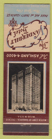 Matchbook Cover - Vanderbilt Hotel New York City NYC